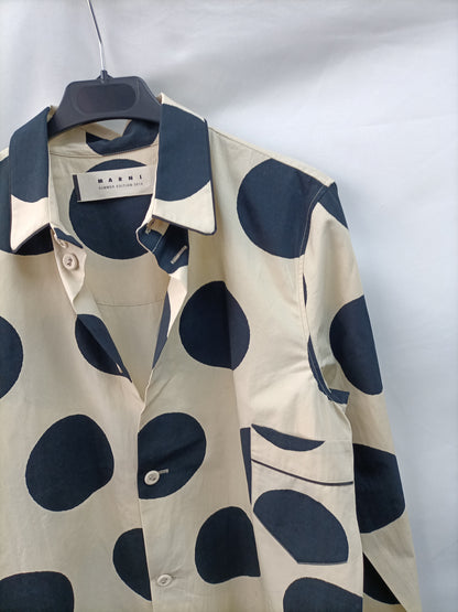 MARNI. Beige polka dot shirt, size 38