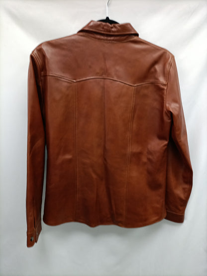 LES TANNEURS. Camel leather jacket T.42(s)