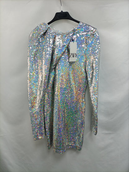 ZARA. Vestido lentejuelas T.