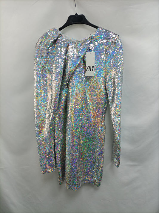 ZARA. Vestido lentejuelas T.