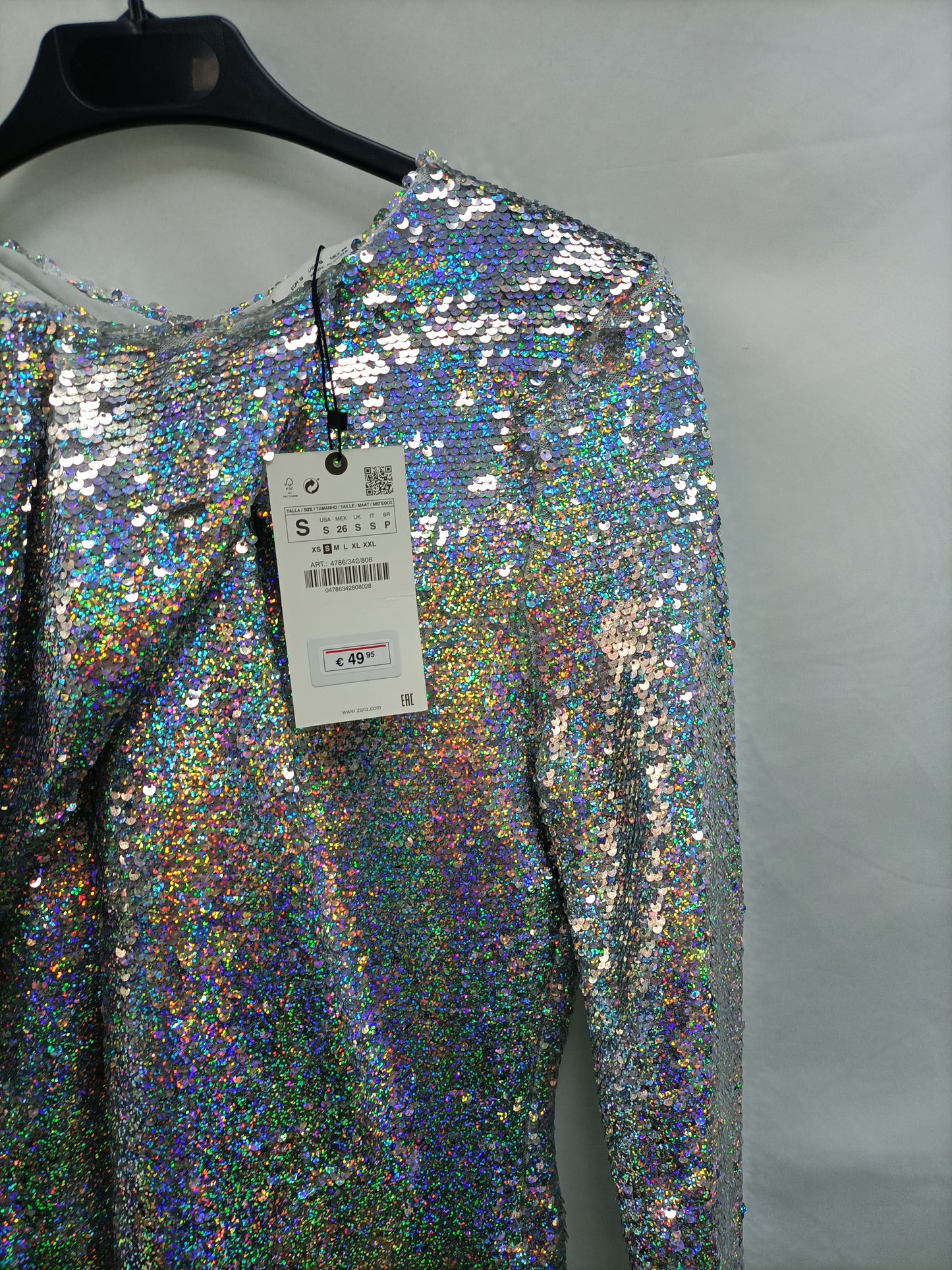 ZARA. Vestido lentejuelas T.