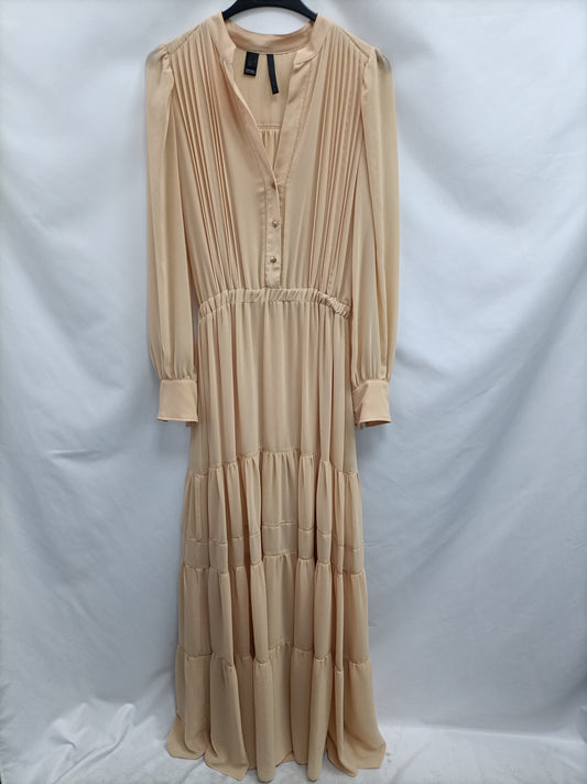 MANGO. Vestido largo beige T.s