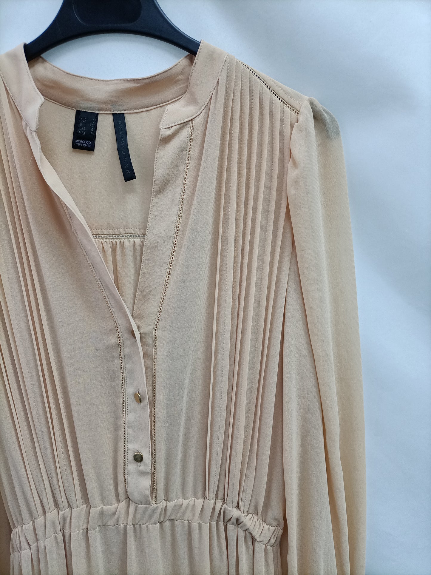 MANGO. Vestido largo beige T.s