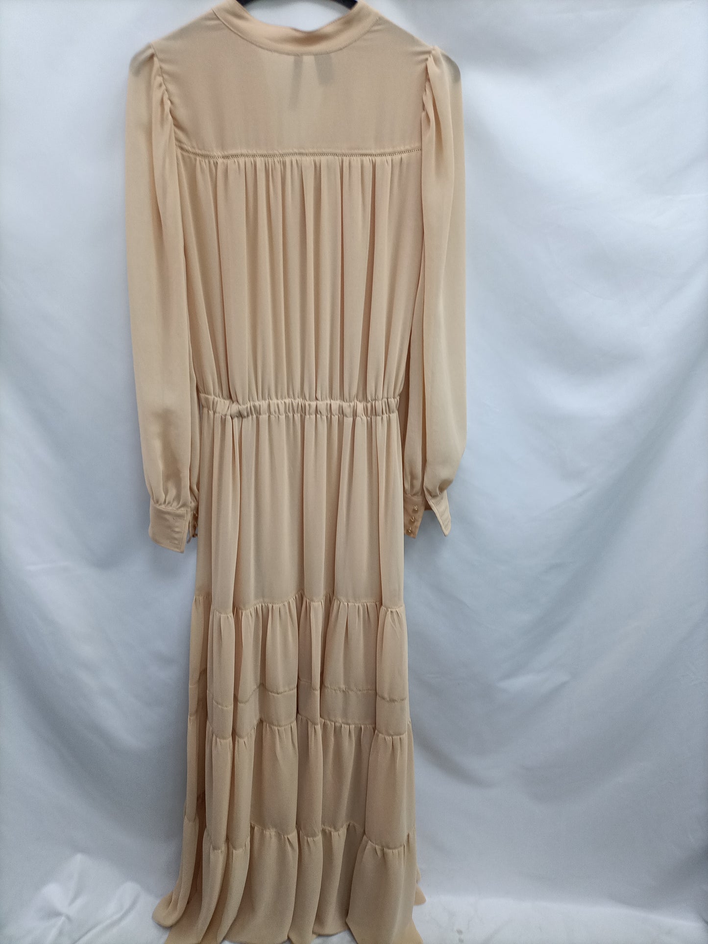 MANGO. Vestido largo beige T.s