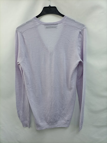 ZARA.Jersey cuello pico malva T.m