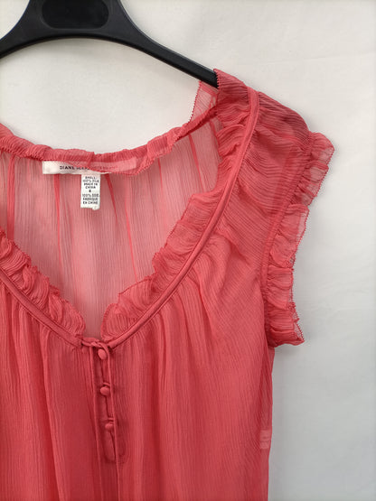 DIANE VON FURSTENBERGS. Blusa seda rosa T.6(m)