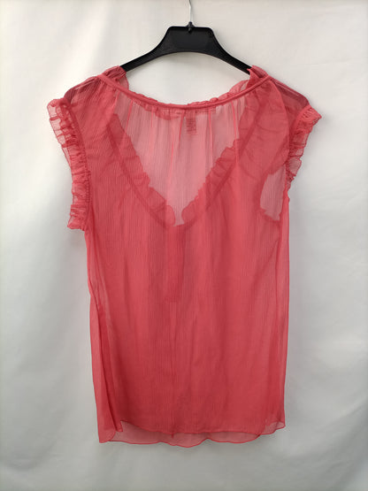 DIANE VON FURSTENBERGS. Blusa seda rosa T.6(m)