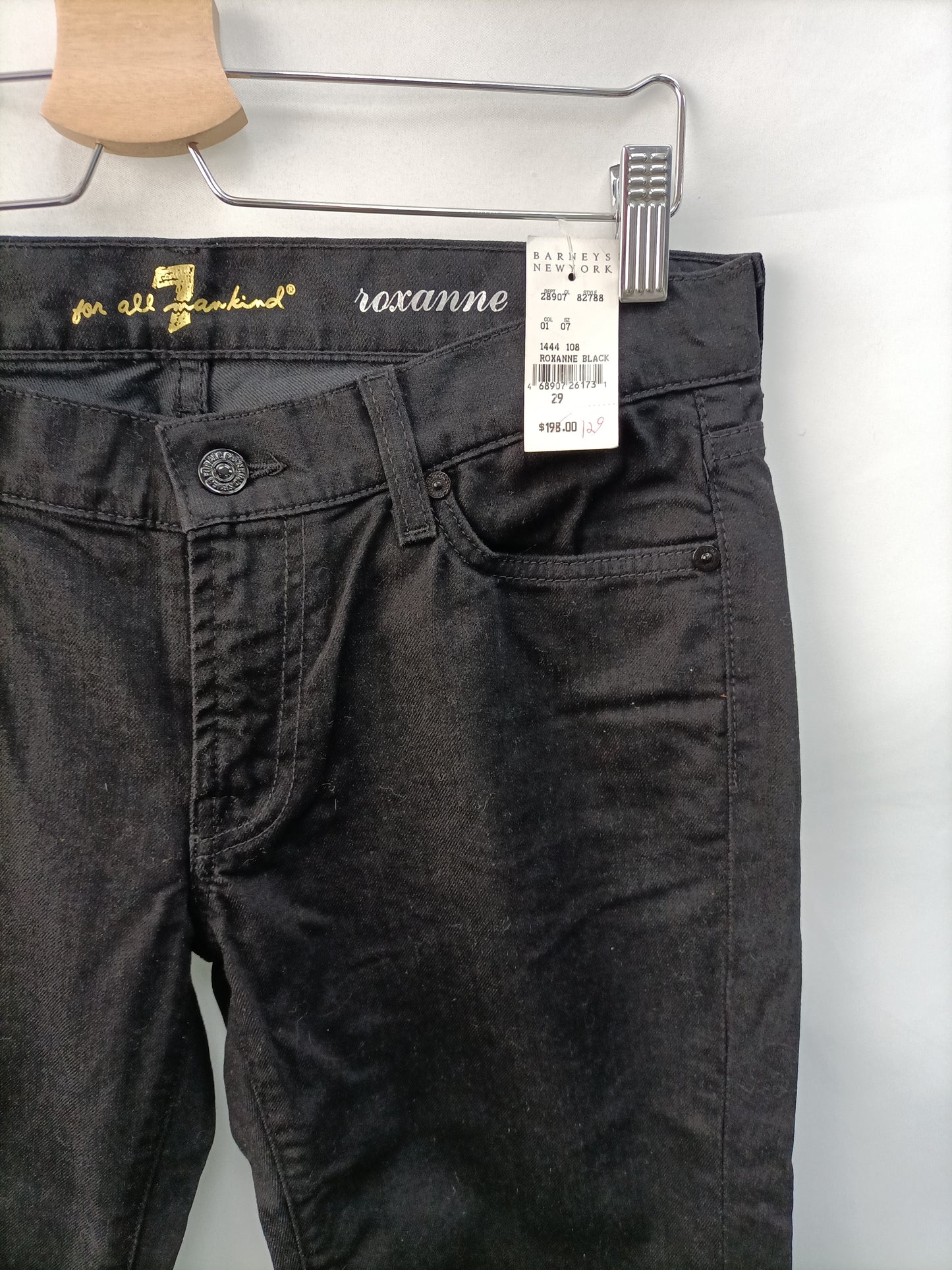 FOR ALL 7 MANKIND. Black straight-leg trousers S.29(40)