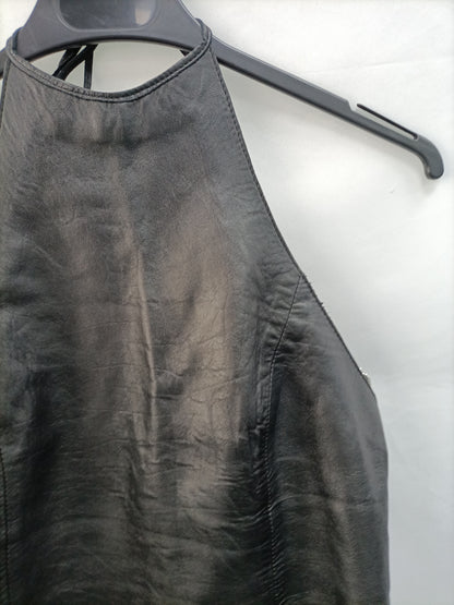 PIAMONTE. Top negro piel T. 38