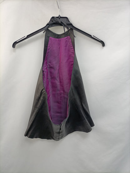 PIAMONTE. Top negro piel T. 38