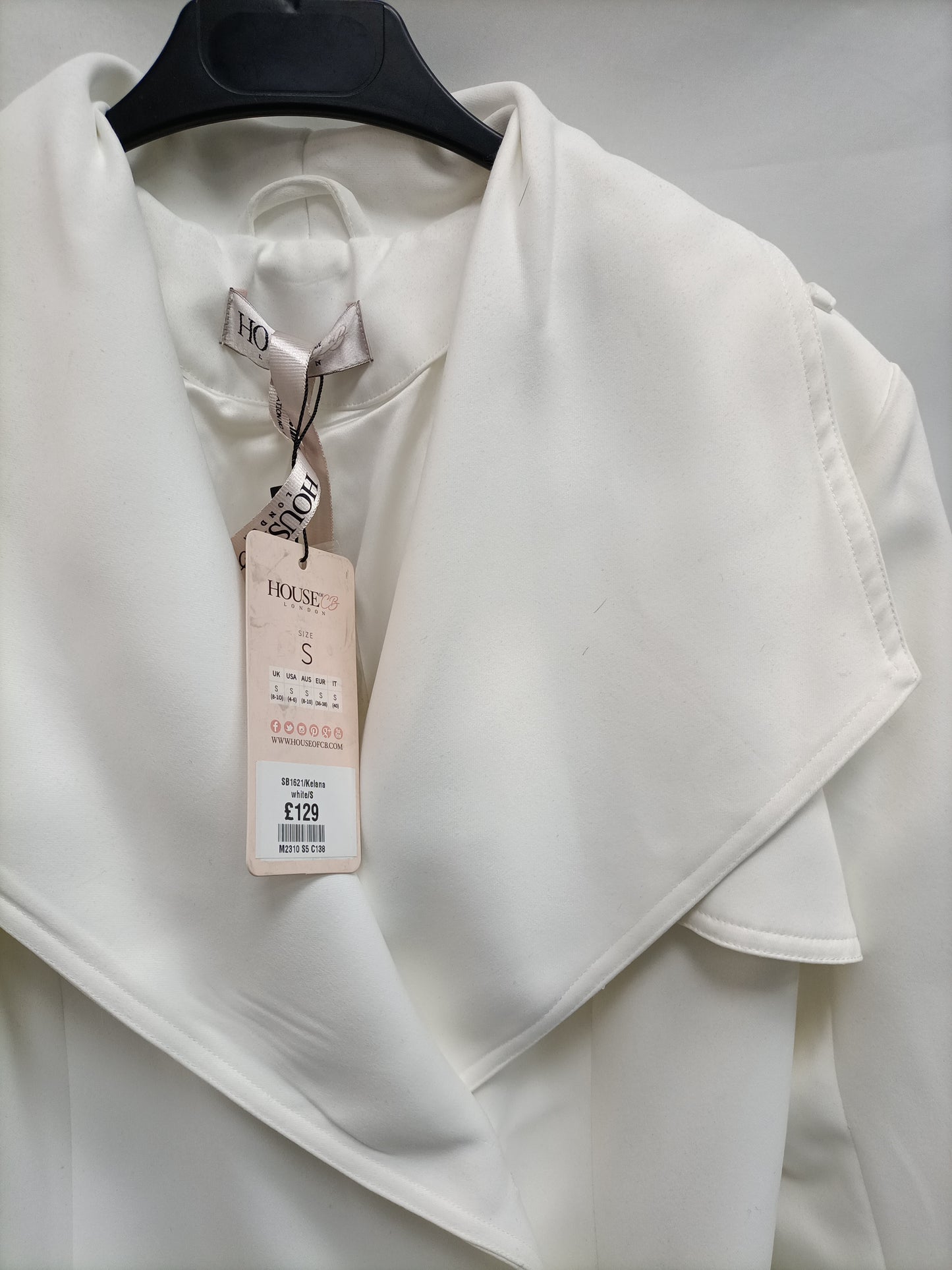 HOUSE OF LONDON. Ts White Double Breasted Coat