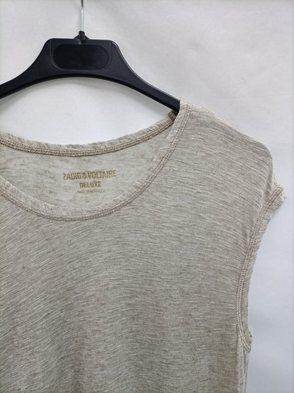 ZADIG &amp; VOLTAIRE. Beige t-shirt with Ts threads