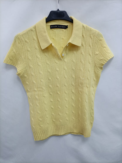 RALPH LAUREN. Yellow cashmere polo shirt TM