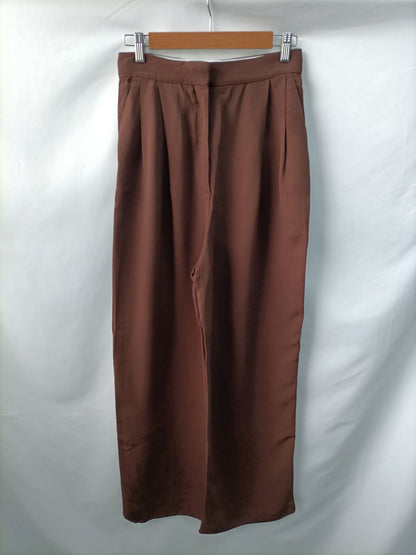 ZARA. Brown wide-leg trousers Ts