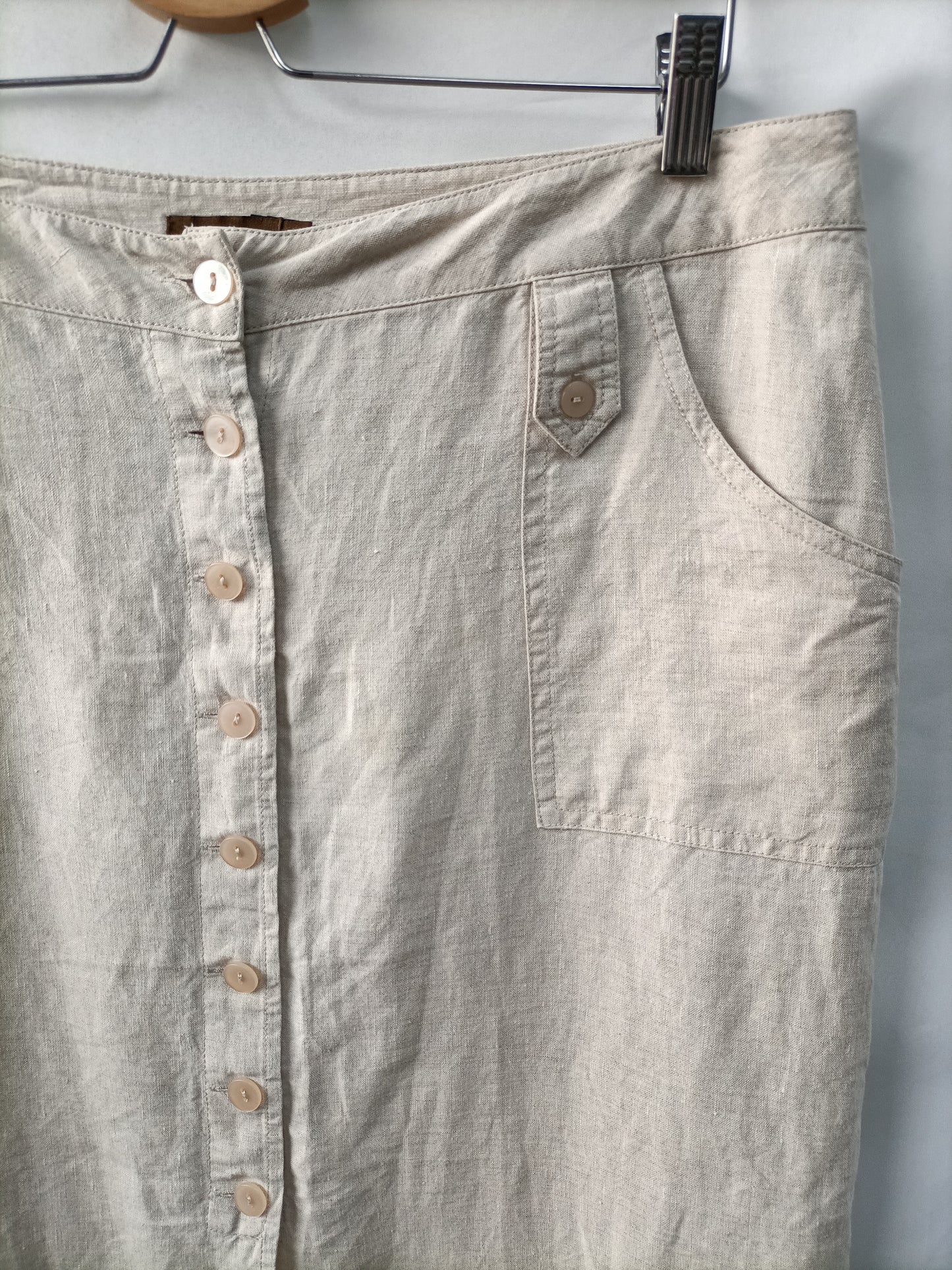 CORTEFIEL. Falda lino abotonada T.46