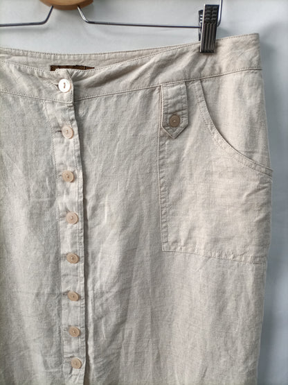 CORTEFIEL. Falda lino abotonada T.46