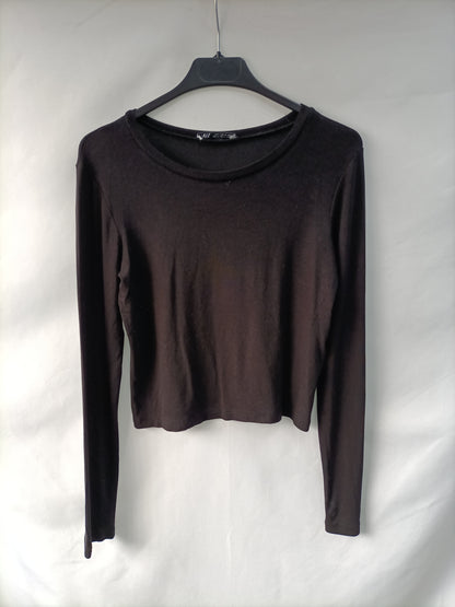 ZARA. Black cropped T-shirt Tm