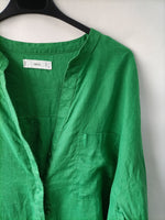MANGO.Camisa verde lino T.m