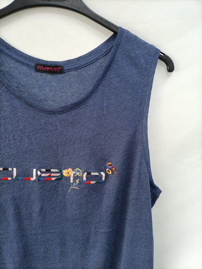 CUSTO. Tl embroidered linen t-shirt