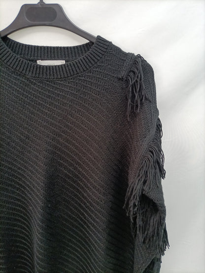 marketMANGO. Jersey negro flecos T.12(xs)