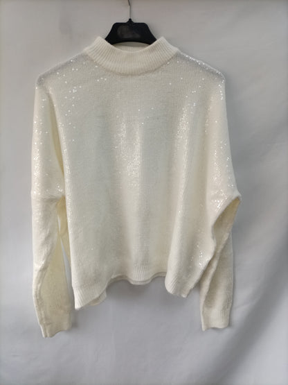 SFERA. Jersey blanco lentejuelas  T.m