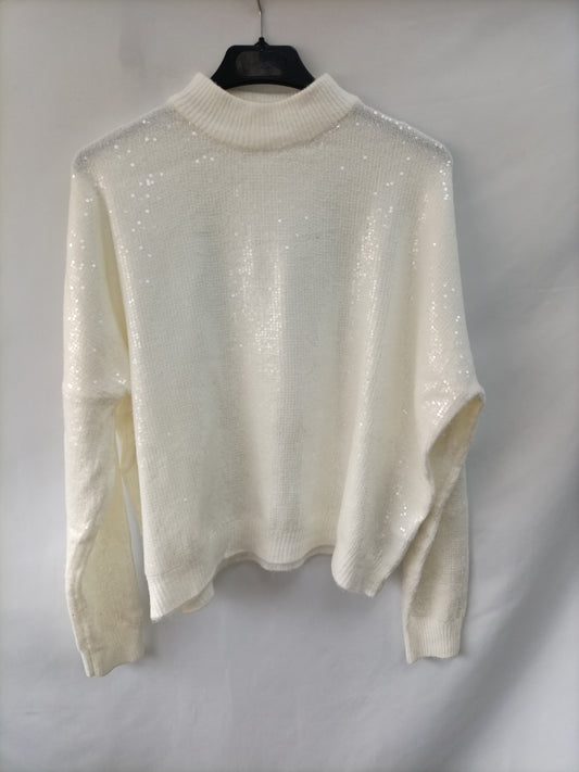 SFERA. Jersey blanco lentejuelas  T.m