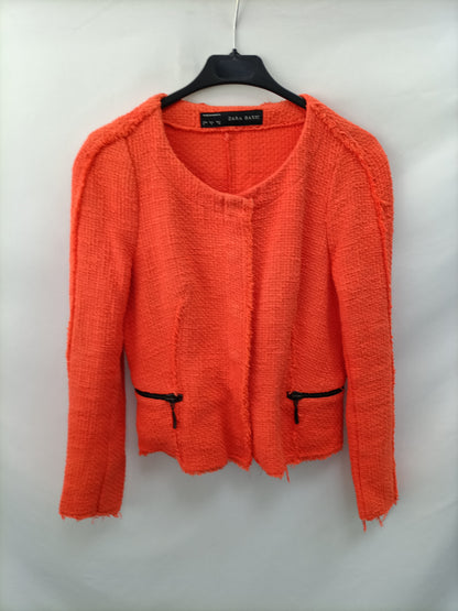 ZARA. Chaqueta naranja tweed T.s