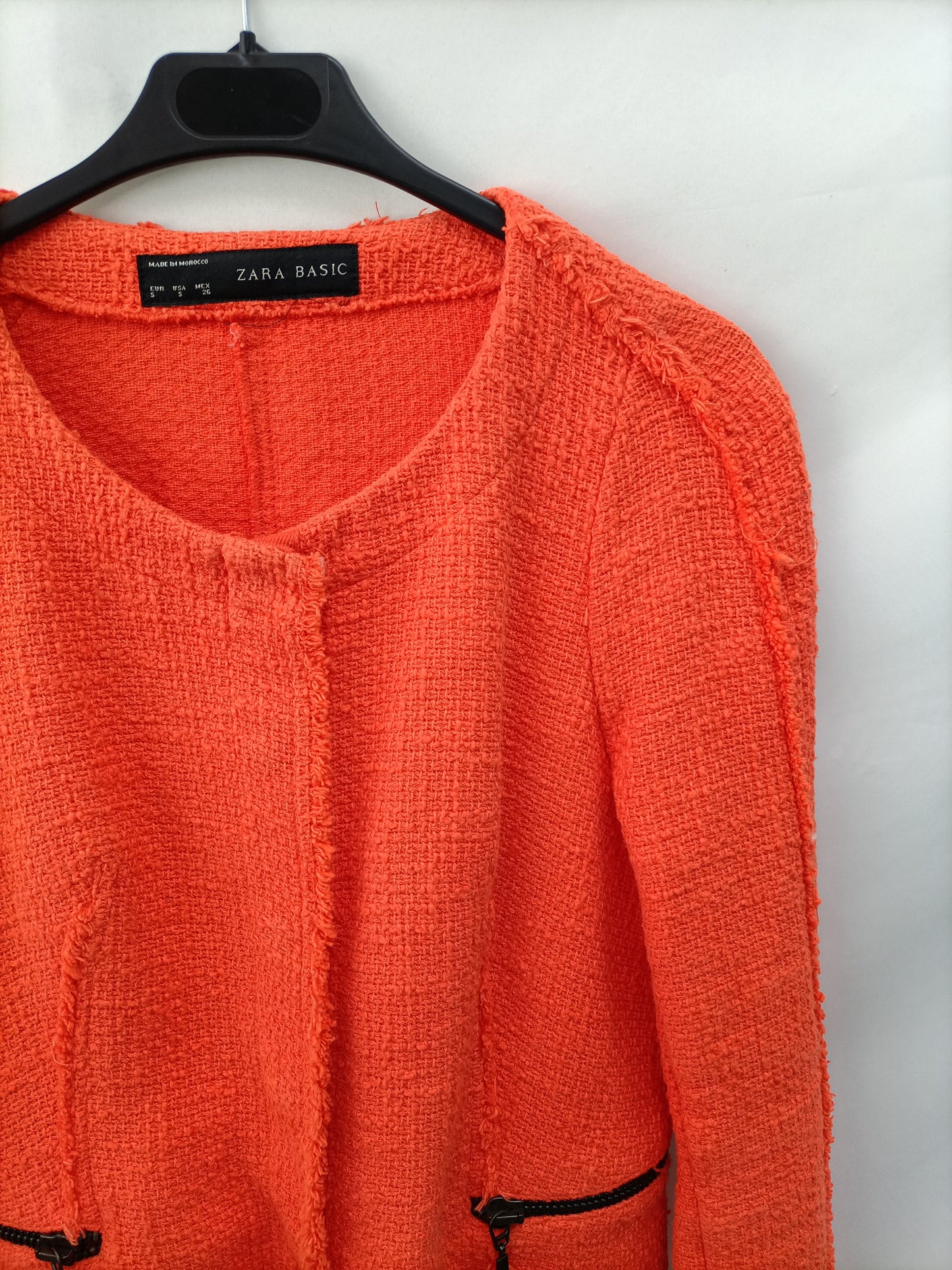 ZARA. Chaqueta naranja tweed T.s
