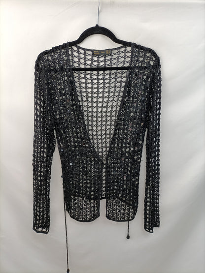 ZARA. Rebeca negra croché T.m