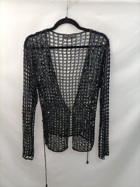 ZARA. Rebeca negra croché T.m