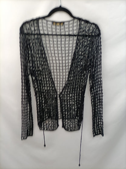 ZARA. Rebeca negra croché T.m