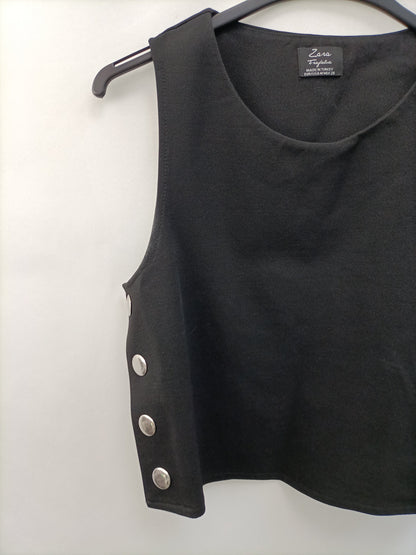 ZARA. Black Top with Buttons TM