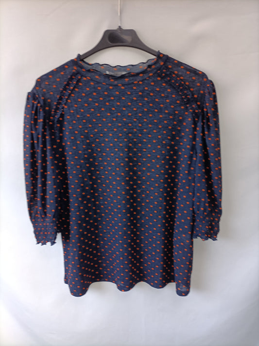 ZARA. Blue polka dot T-shirt