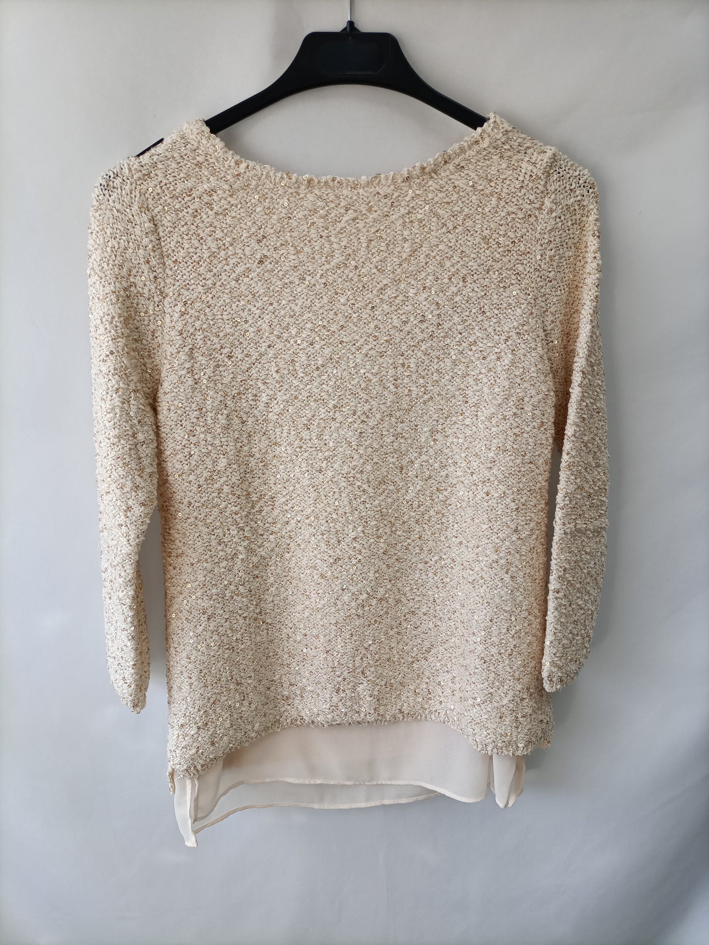 ZARA. Jersey beige lentejuelas T.s