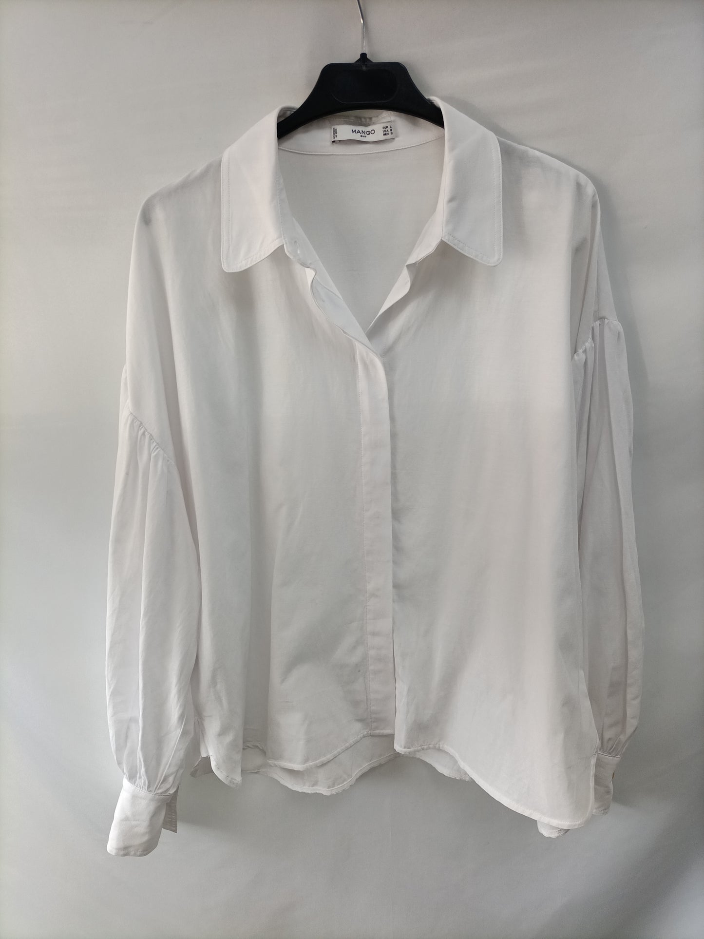 MANGO. Camisa blanca mangas T.l