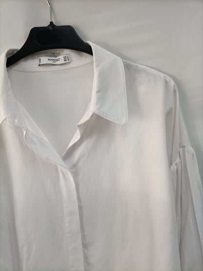 MANGO. Camisa blanca mangas T.l