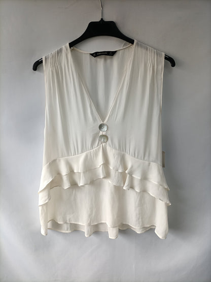 ZARA. Blusa blanca T.m