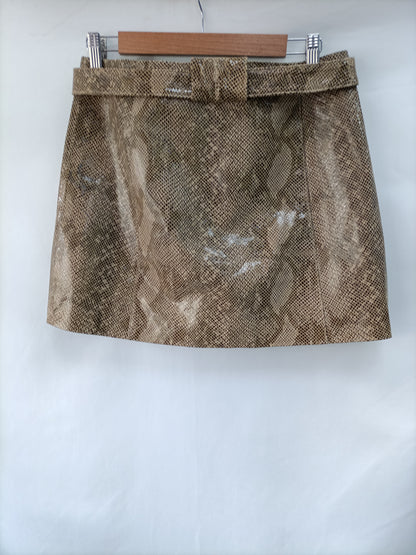 ZARA. Falda piel botones T.m