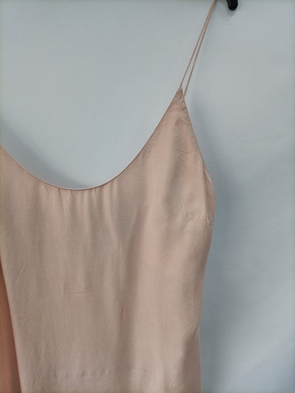 ZARA. Vestido rosa lencero T.m/l