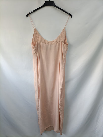 ZARA. Vestido rosa lencero T.m/l