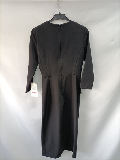 ZARA. Vestido negro volante T.xs