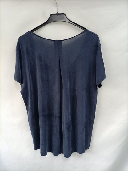 MASSIMO DUTTI. Camiseta azul Fluida T.m