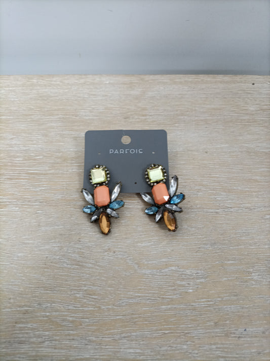 PARFOIS. Pendientes pedrería naranjas