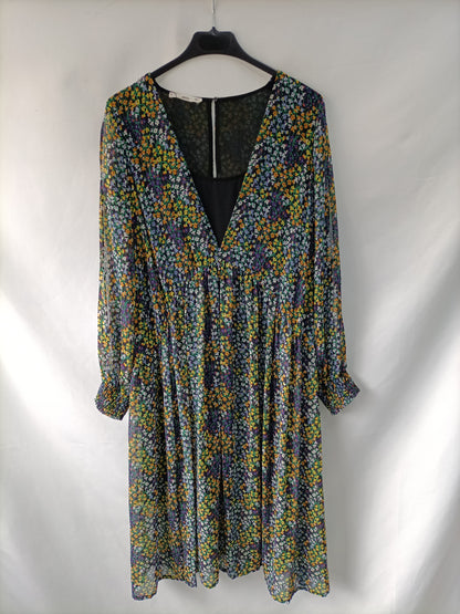 MANGO. Vestido midi flores T.m
