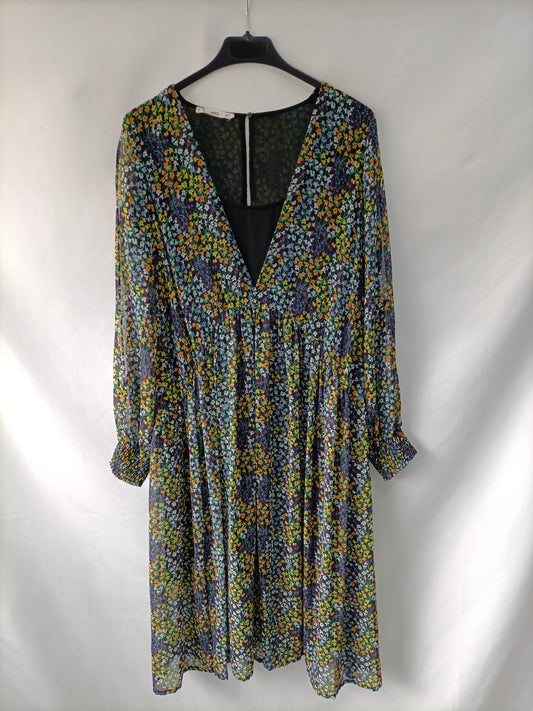 MANGO. Vestido midi flores T.m