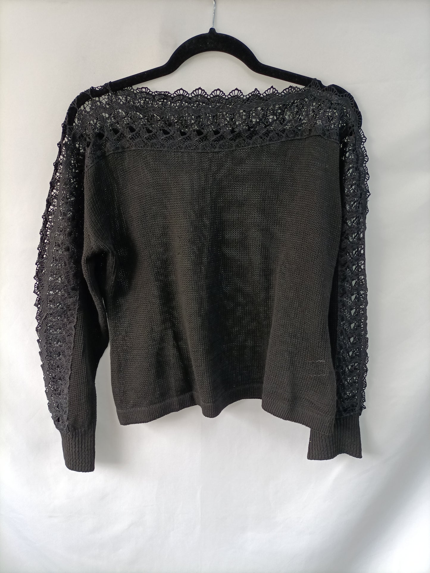 SHEIN. Jersey negro encaje T.l