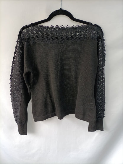 SHEIN. Jersey negro encaje T.l