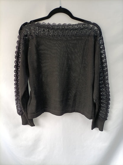 SHEIN. Jersey negro encaje T.l