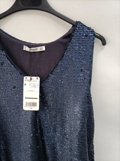MANGO. Top lentejuelas azules  T.m