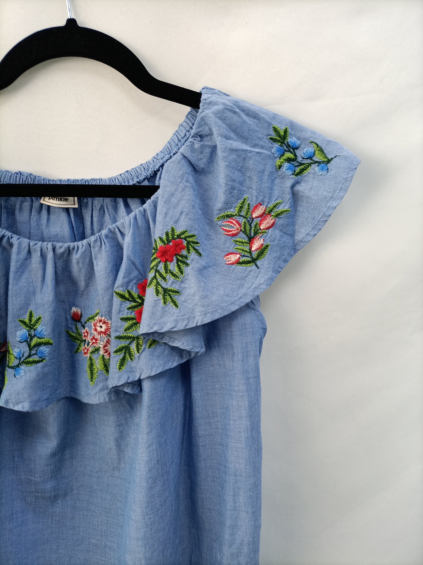 PIMKIE. Blue embroidered top Tu(m/l)